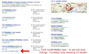 Google local search results bug