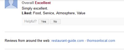 Google sees reviews from around the web
