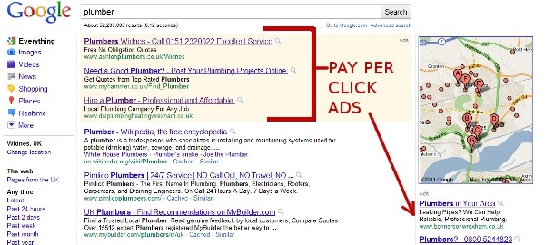Listings at the very top of Google search results are paid for ads