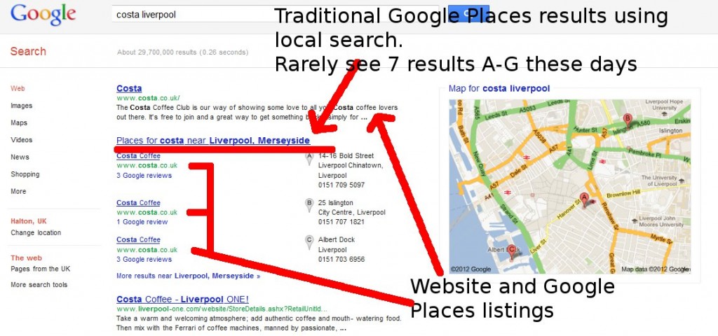 Google local search results - 3-pack branded