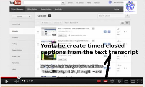 YouTube created closed caption from interactive transcript